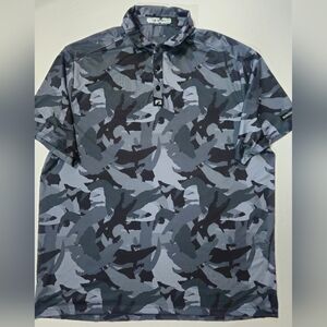 FloGrown Polo Shirt Mens 2XL Black Grey Camo
